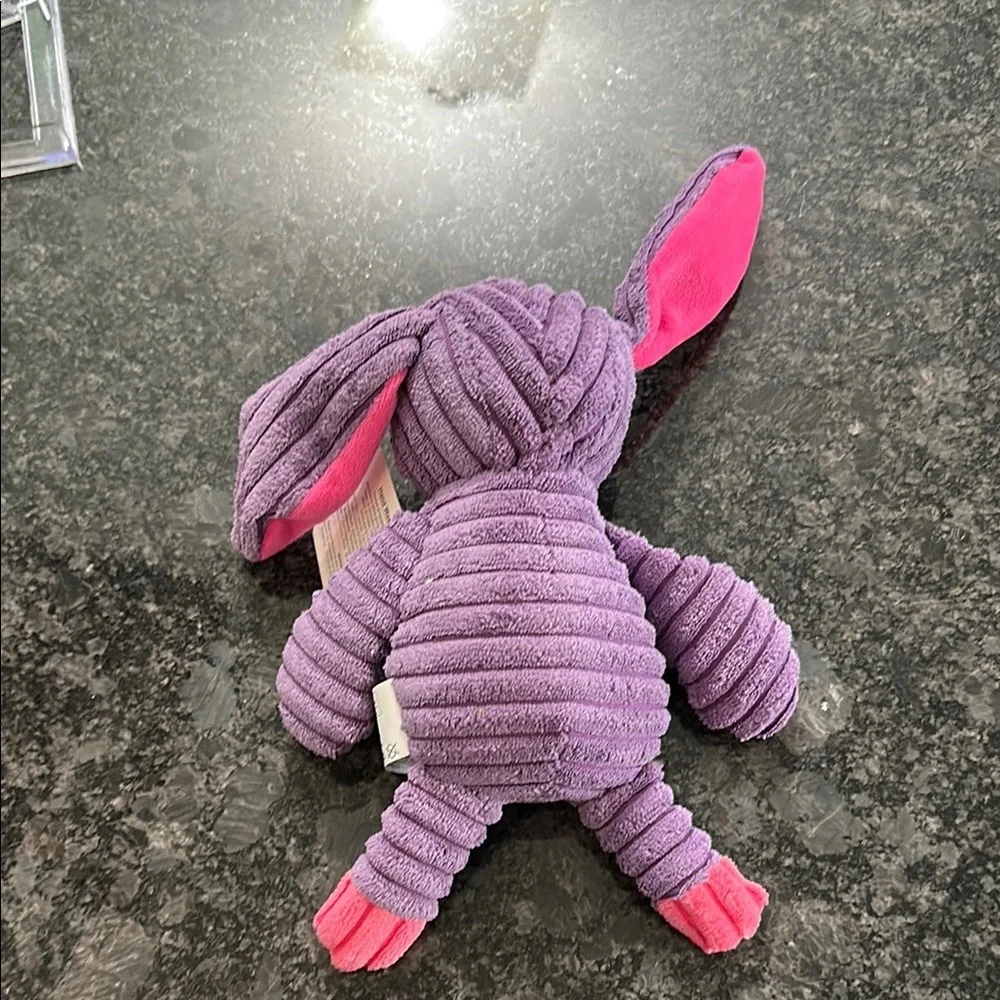 Prime Pets Dog Toy Adorable Plush Bunny Squeaky Purple & Pink NWT 11” x 8”